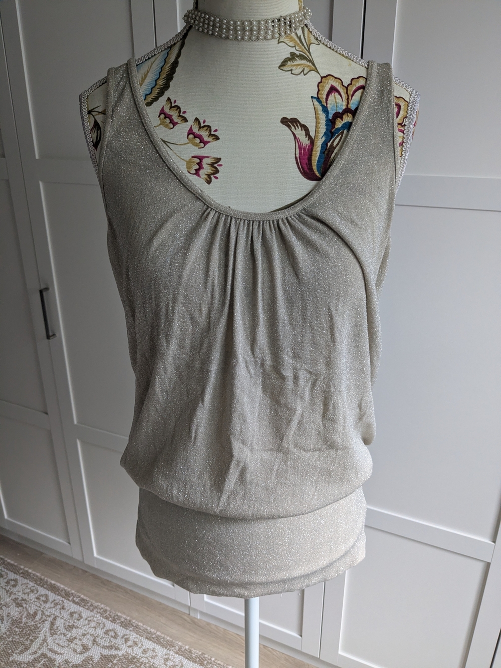 H&M Shimmery Tank Top in Light Champagne Beige